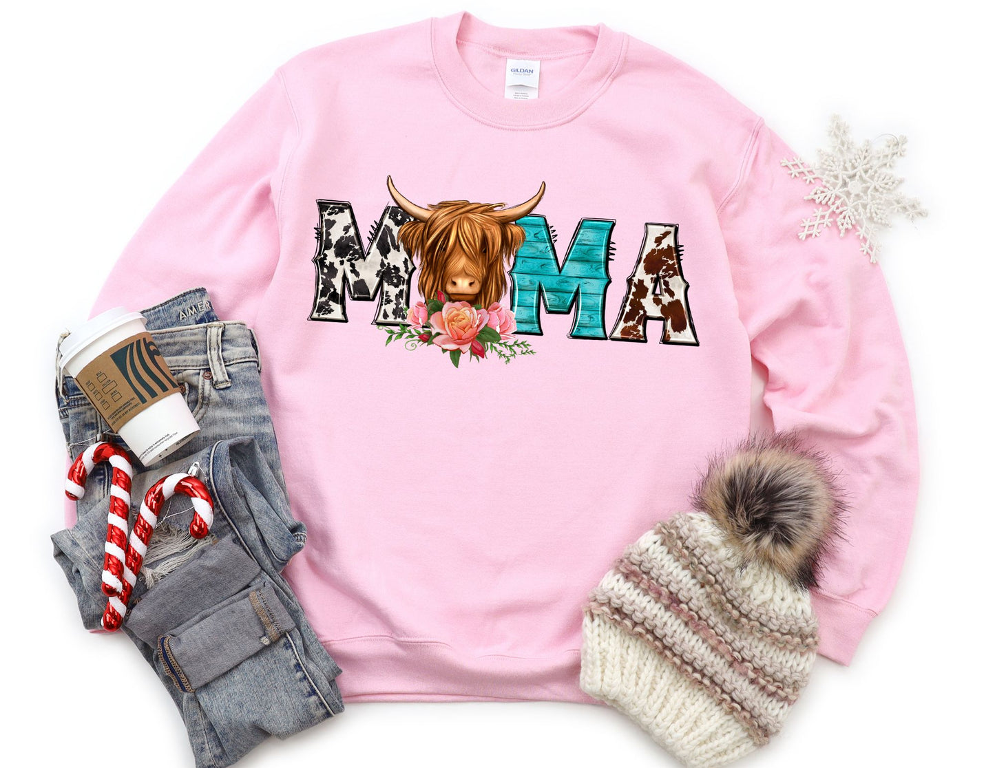 Highland Cow Mama Sweatshirt - Mama Sweatshirt