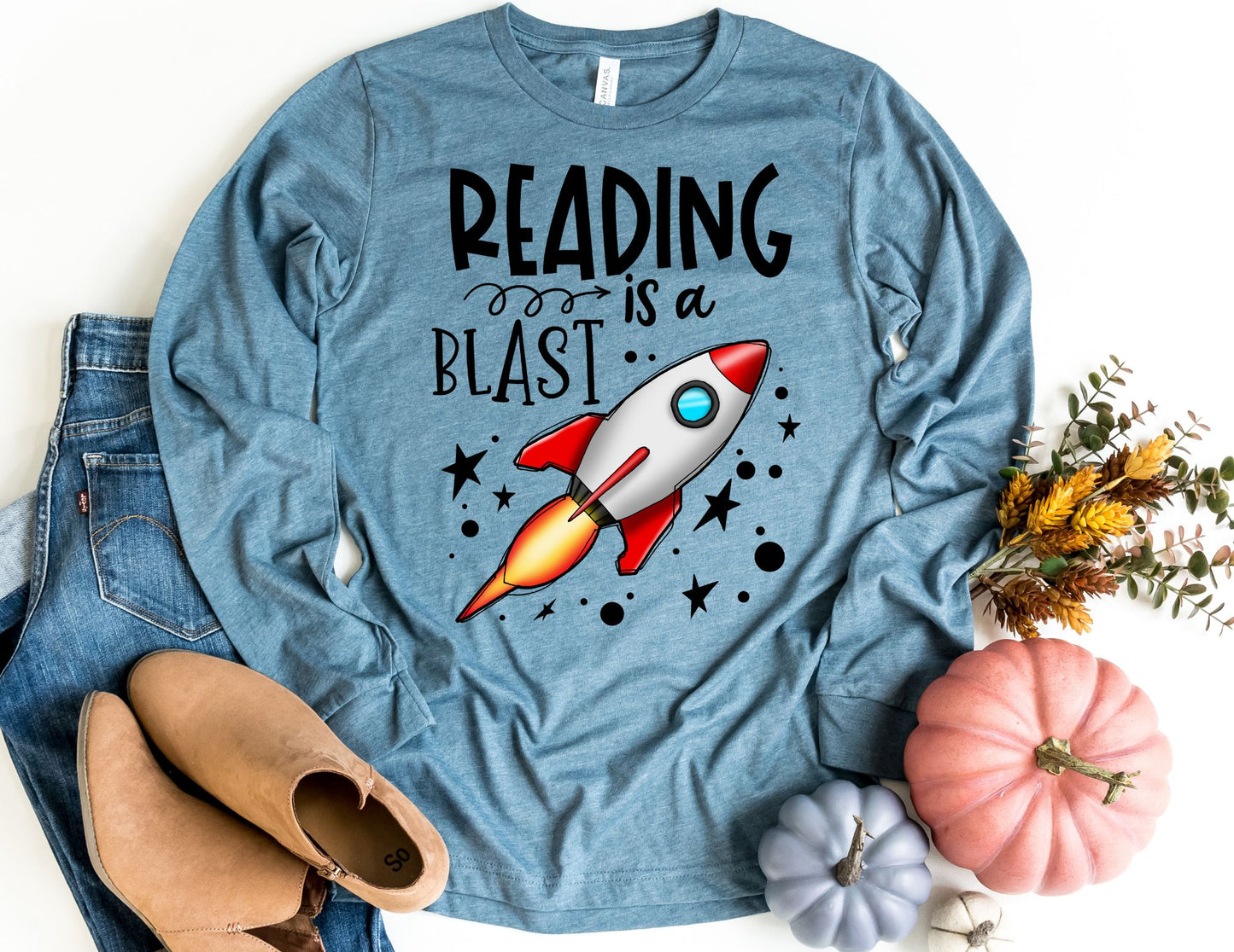 Reading is a Blast Long Sleeve Shirt - Long Sleeve Teacher Shirt