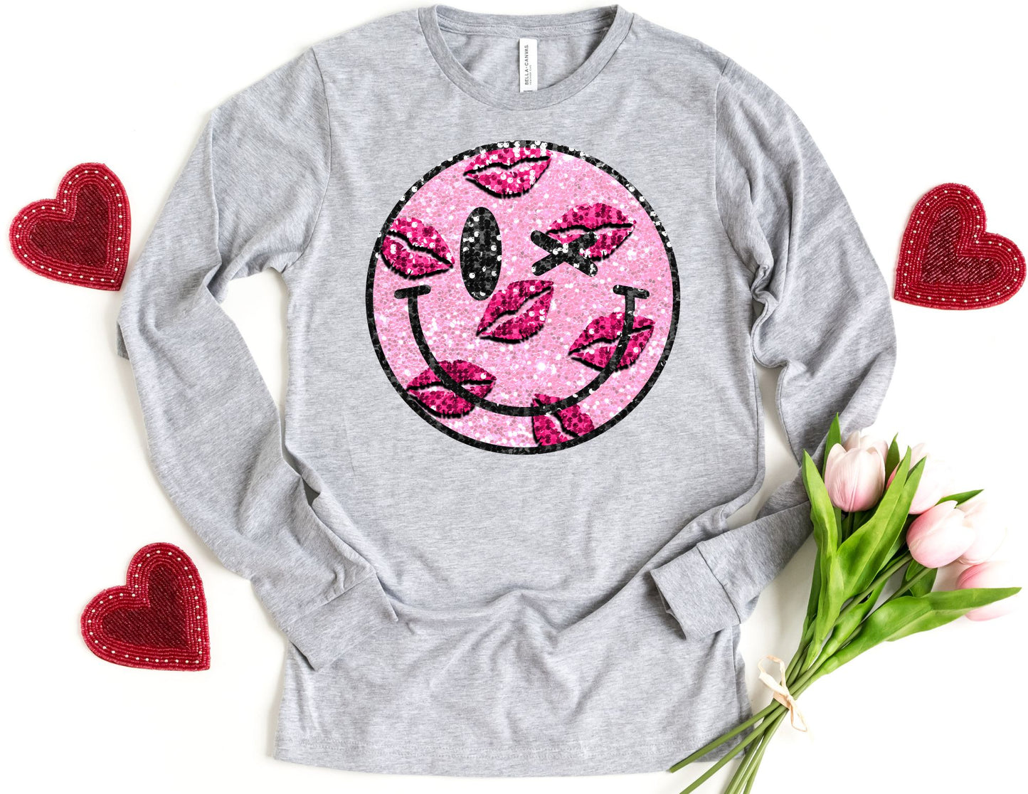 Smiley Face Lips Valentine Long Sleeve Shirt - Valentine's Day Long Sleeve Shirt