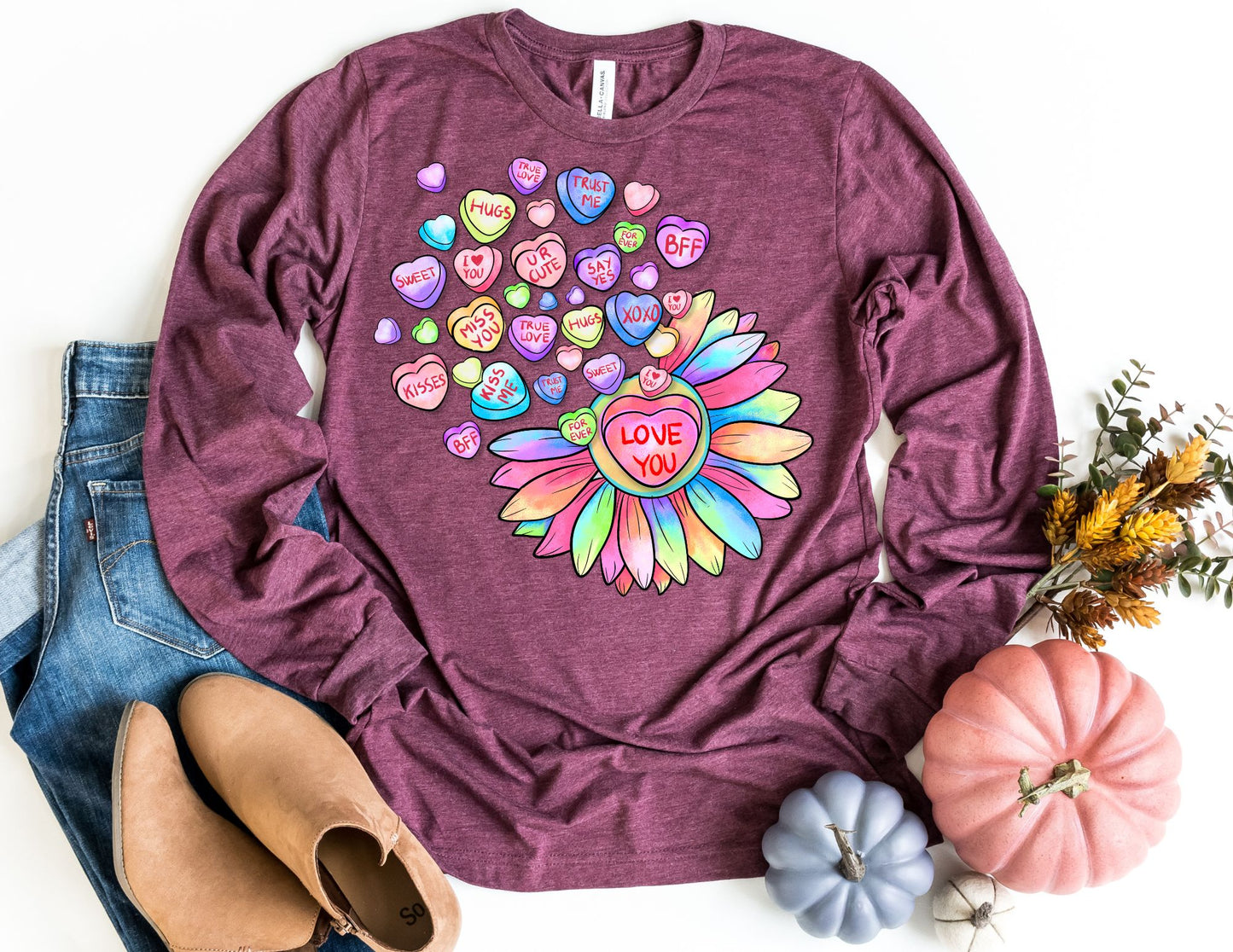 Flower Candies Long Sleeve Shirt - Long Sleeve Valentine's Day Shirt