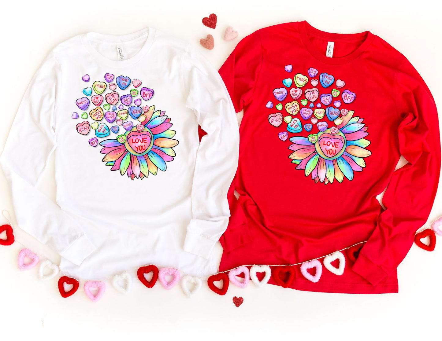 Flower Candies Long Sleeve Shirt - Long Sleeve Valentine's Day Shirt