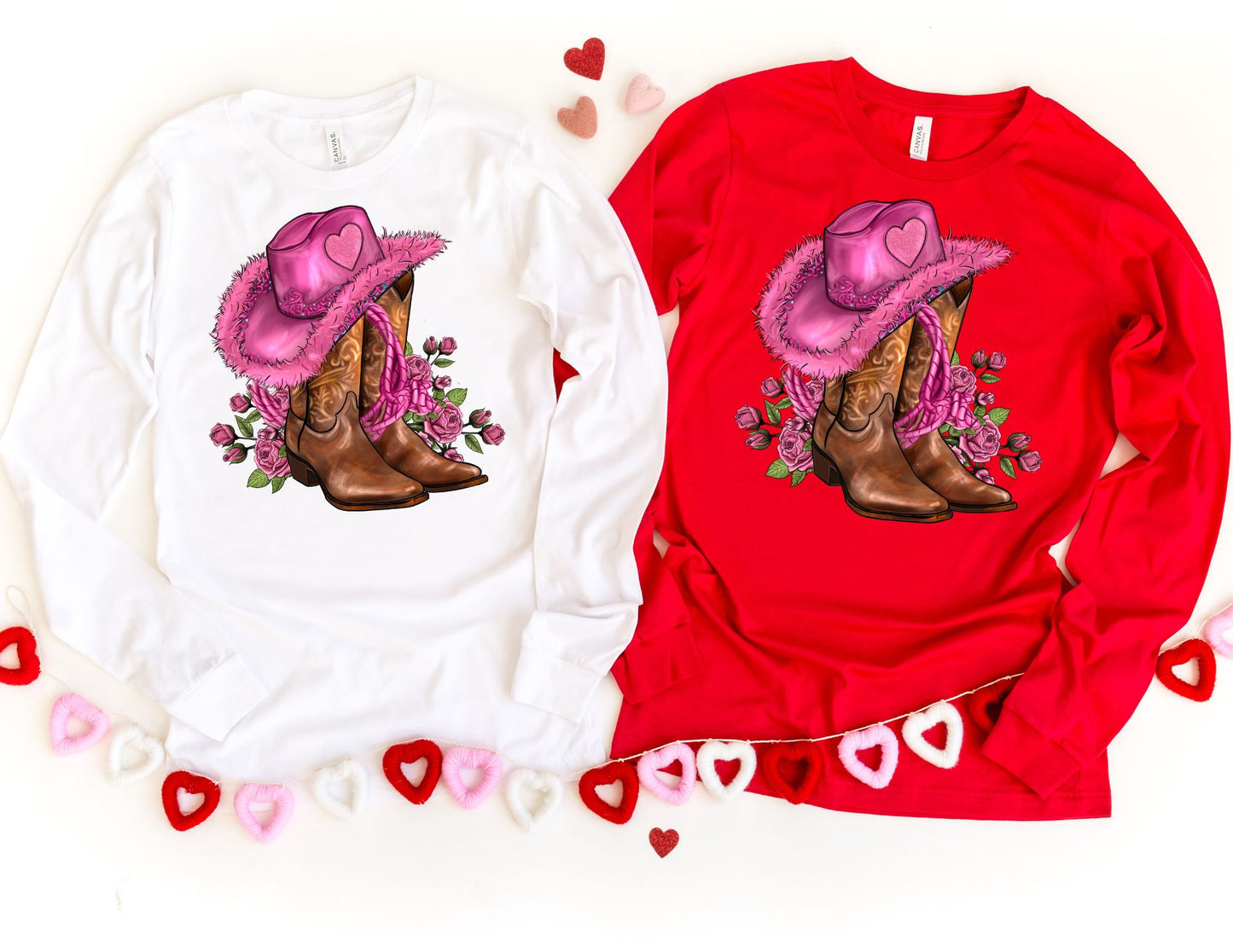 Cowgirl Boots Long Sleeve Shirt - Long Sleeve Valentine's Day Shirt