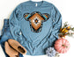 Western Aztec Cow Long Sleeve Shirt - Cow Long Sleeve Shirt