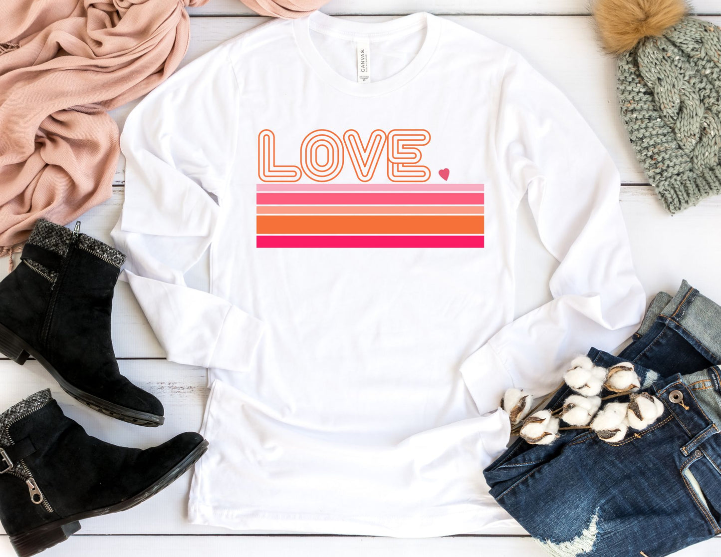 Stripes Love Long Sleeve Shirt - Long Sleeve Valentine's Day Shirt