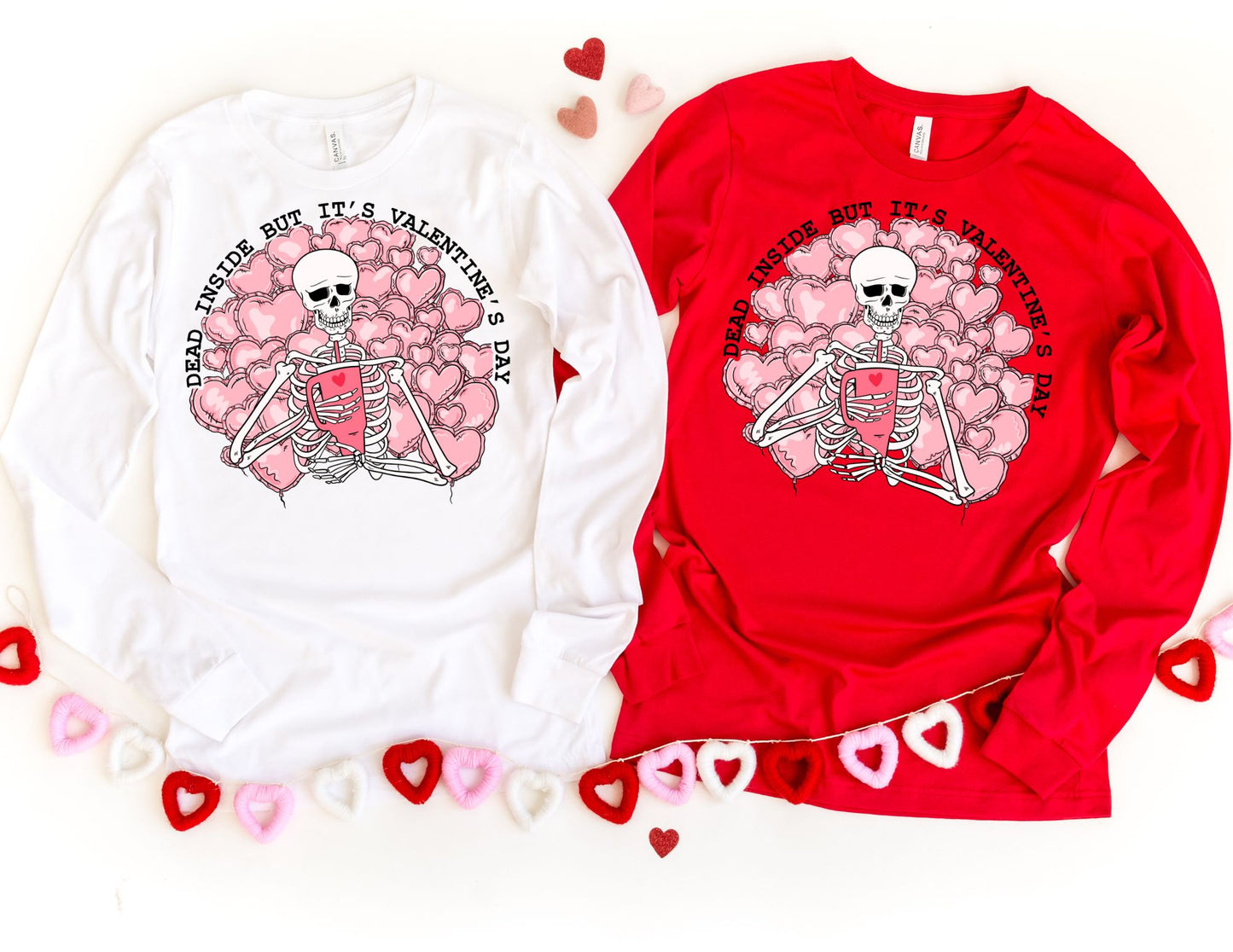 Dead Inside but it's Valentines Day Long Sleeve Shirt - Valentine's Day Long Sleeve Shirt