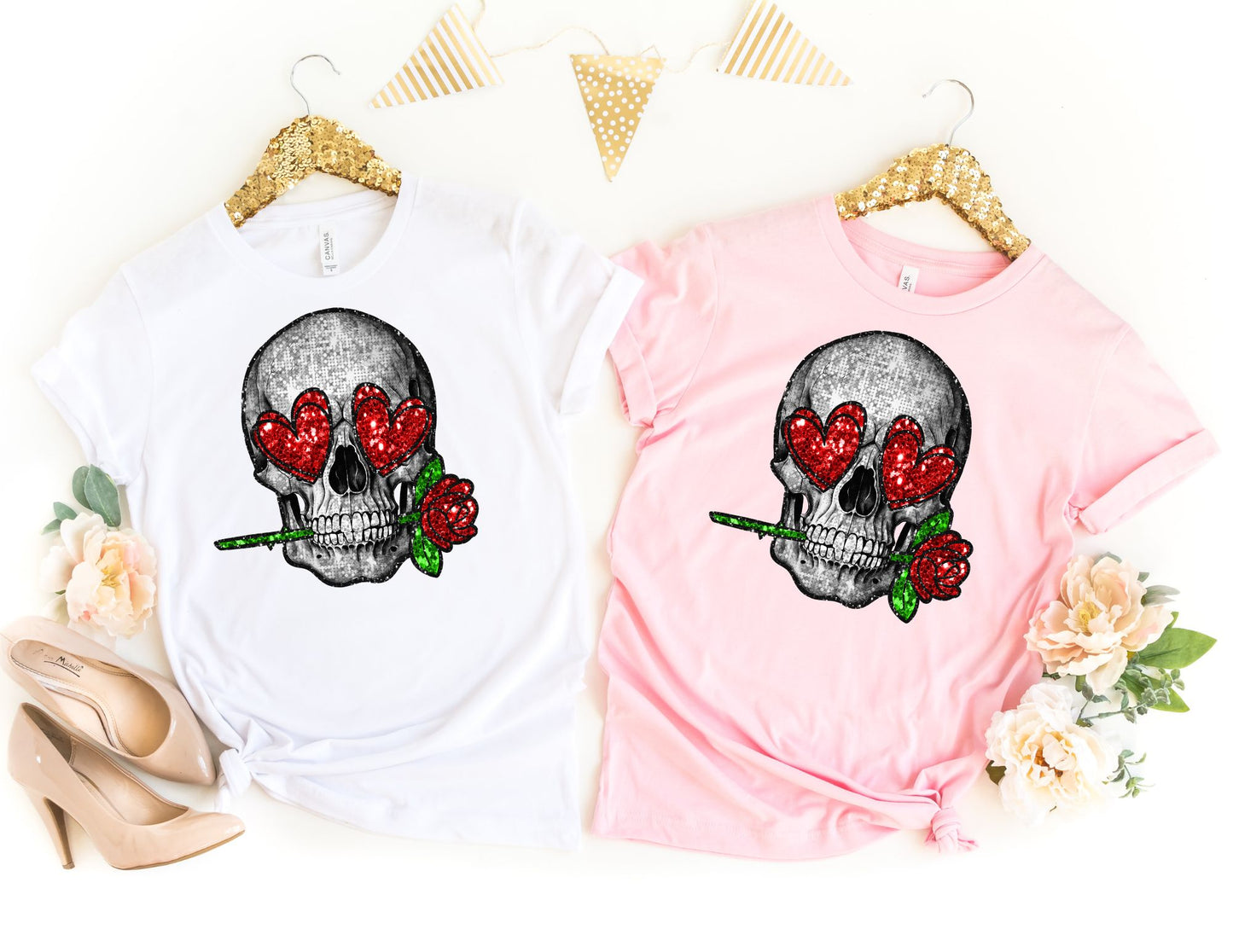 Printed Skull Sequin Shirt - Valentines Day Shirt