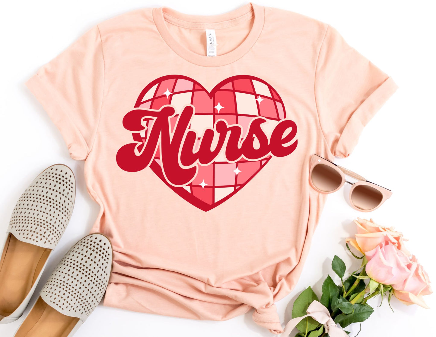 Retro Heart Nurse Shirt - Nurse Valentines Day Shirt