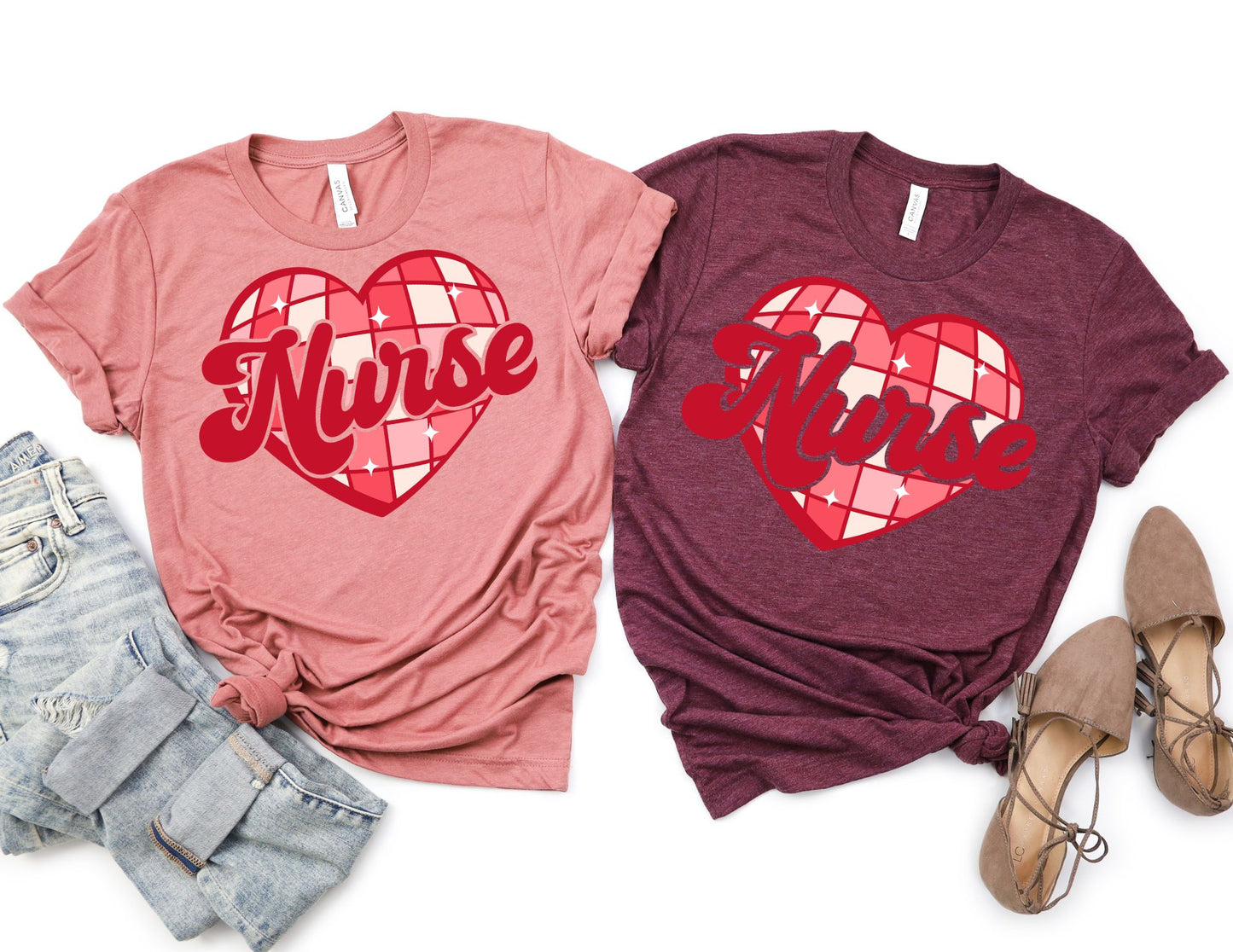 Retro Heart Nurse Shirt - Nurse Valentines Day Shirt