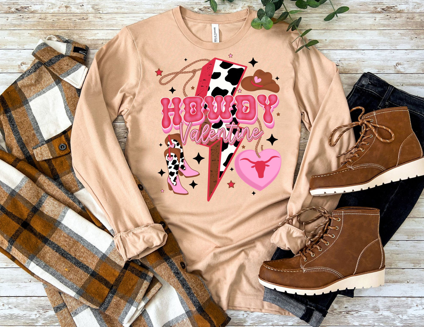 Howdy Valentine Long Sleeve Shirt - Valentine's Day Long Sleeve Shirt