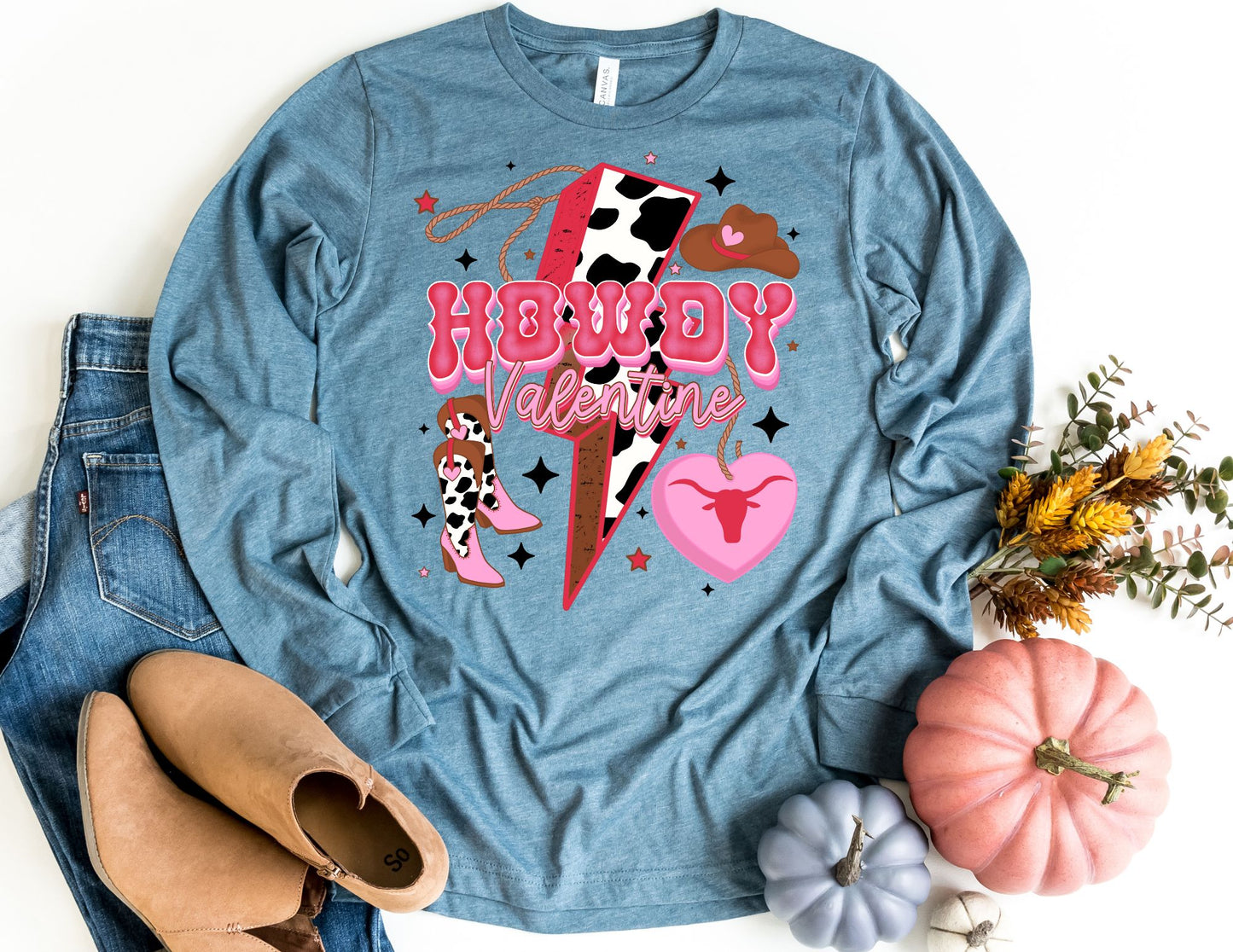 Howdy Valentine Long Sleeve Shirt - Valentine's Day Long Sleeve Shirt