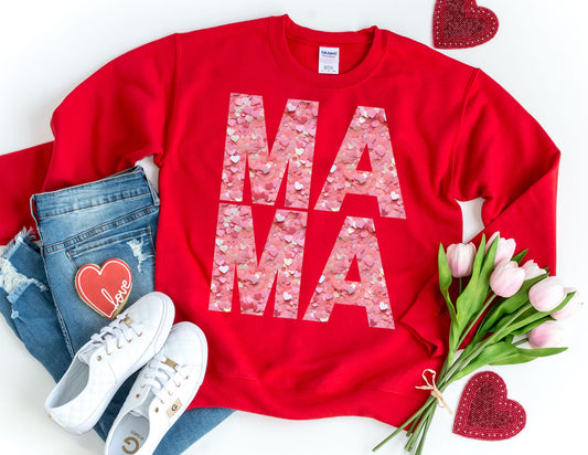 Mama Hearts Valentine Sweatshirt - Mom Valentines Day Sweatshirt