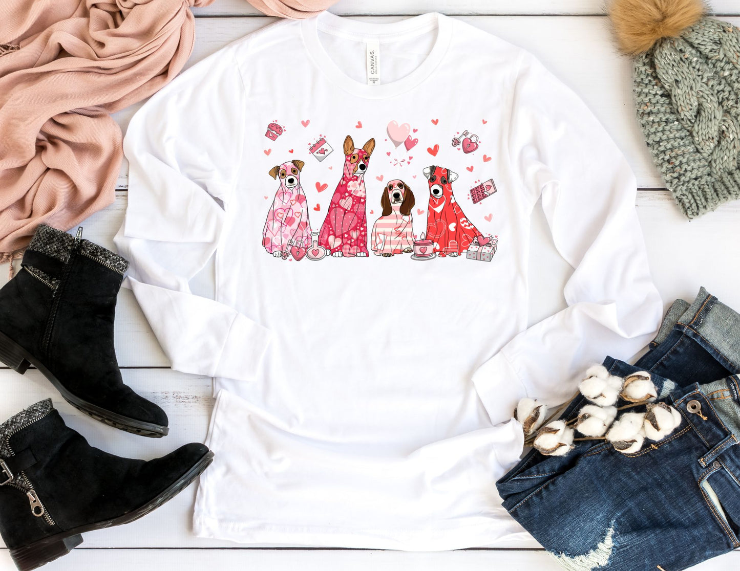 Dog Valentine Long Sleeve Shirt - Long Sleeve Valentine's Day Shirt