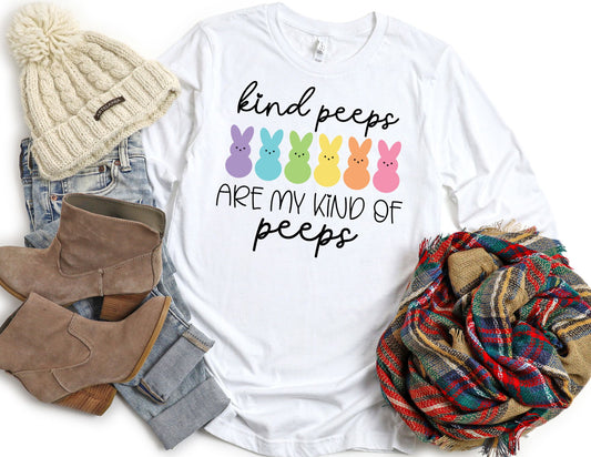 Kind Peeps are my Kind of Peeps Long Sleeve Shirt - Long Sleeve Easter Teacher Shirt