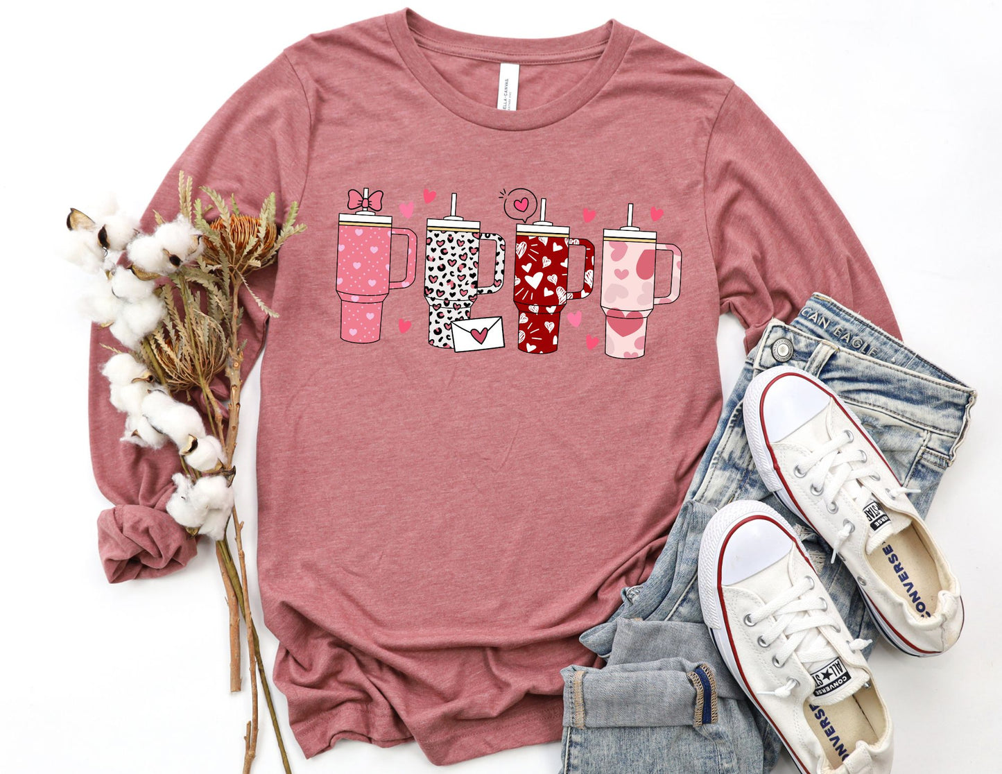 Valentine Tumbler Long Sleeve Shirt - Long Sleeve Valentine's Day Shirt