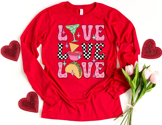 Love Tacos Long Sleeve Shirt - Long Sleeve Valentine's Day Shirt