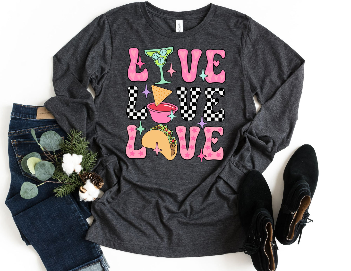 Love Tacos Long Sleeve Shirt - Long Sleeve Valentine's Day Shirt