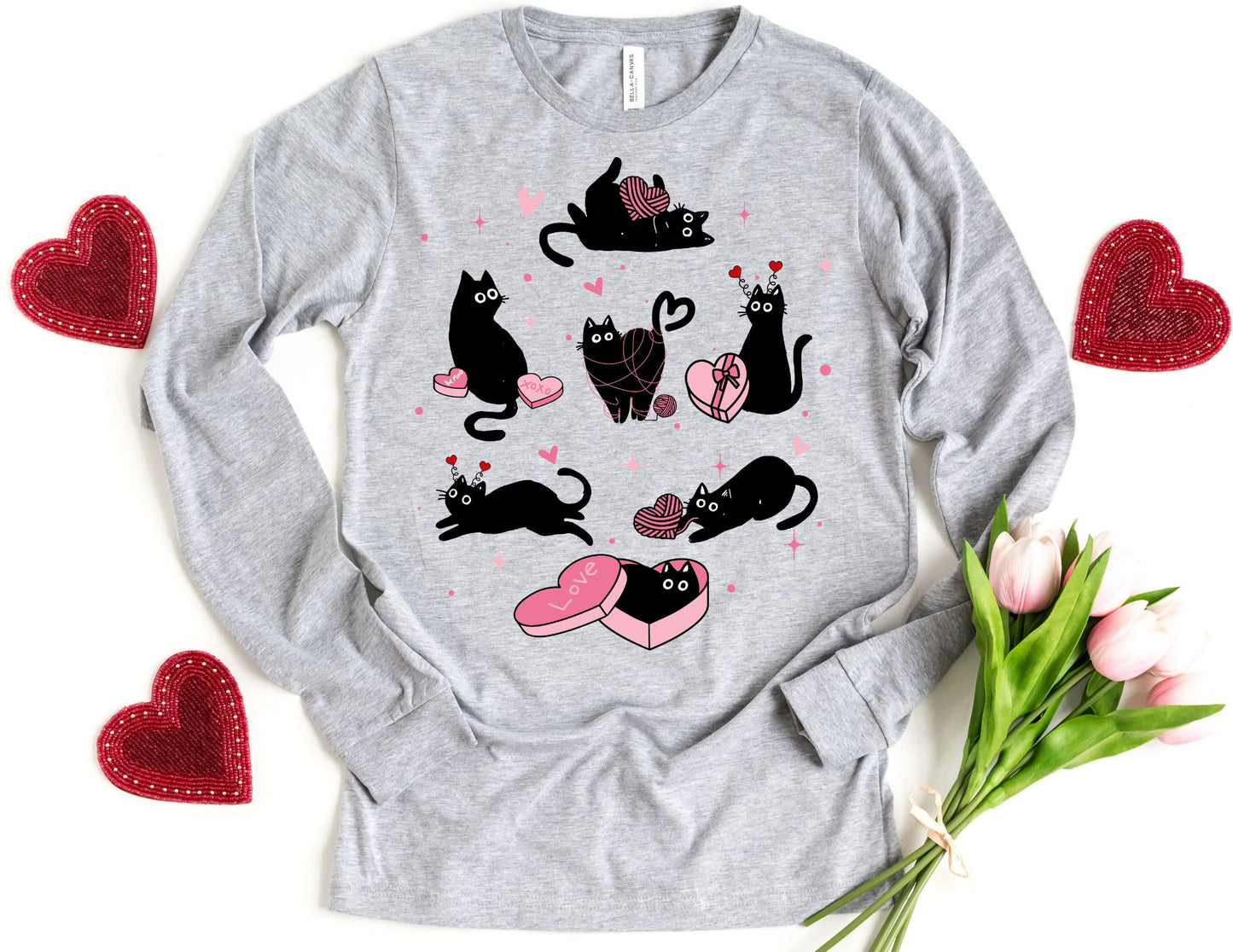 Cat Valentine Long Sleeve Shirt - Valentine's Day Long Sleeve Shirt