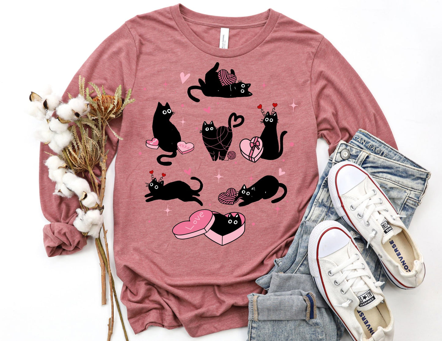 Cat Valentine Long Sleeve Shirt - Valentine's Day Long Sleeve Shirt