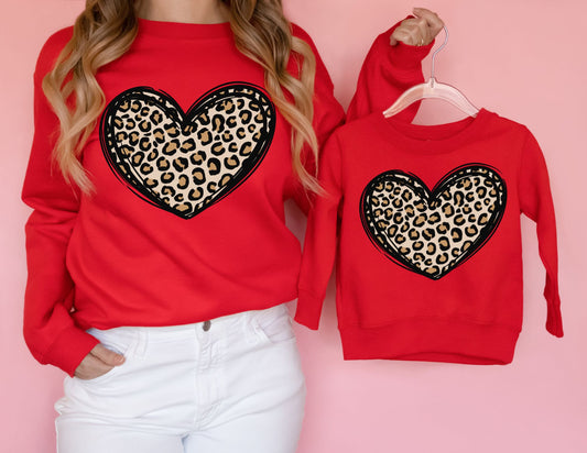 Leopard Heart Sweatshirt - Mommy and Me Valentines Day Sweatshirt