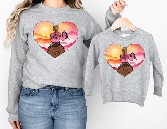 Mama and Mini Cowgirl Sweatshirt - Mommy and Me Valentines Day Sweatshirt