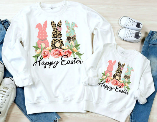 Floral Easter Bunnies Sweatshirt - Mommy and Me Easter Sweatshirt