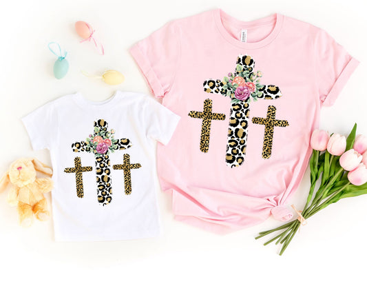 Leopard Crosses Shirt - Mommy and Me Easter Shirts