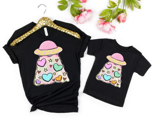 Valentine Space Ship Shirt - Mommy and Me Valentines Day Shirts