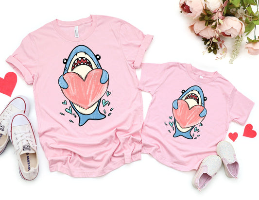Cute Valentine Shark Shirt - Mommy and Me Valentines Day Shirts