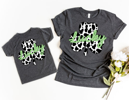 Cow Print Clover Shirt - Mommy and Me St Patricks Shirts