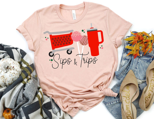 Sips and Trips Shirt - Tumbler Mom Shirt