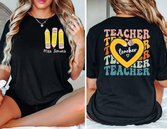 Custom Stacked Front and Back Custom Teacher Shirt - Custom Teacher Shirt