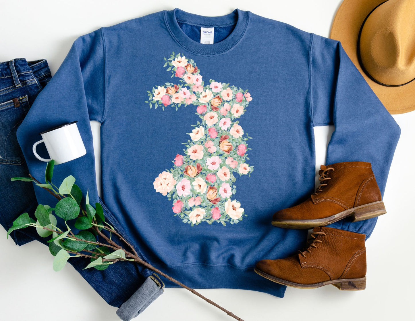 Floral Bunny Sweatshirt - Happy Easter Sweatshirt