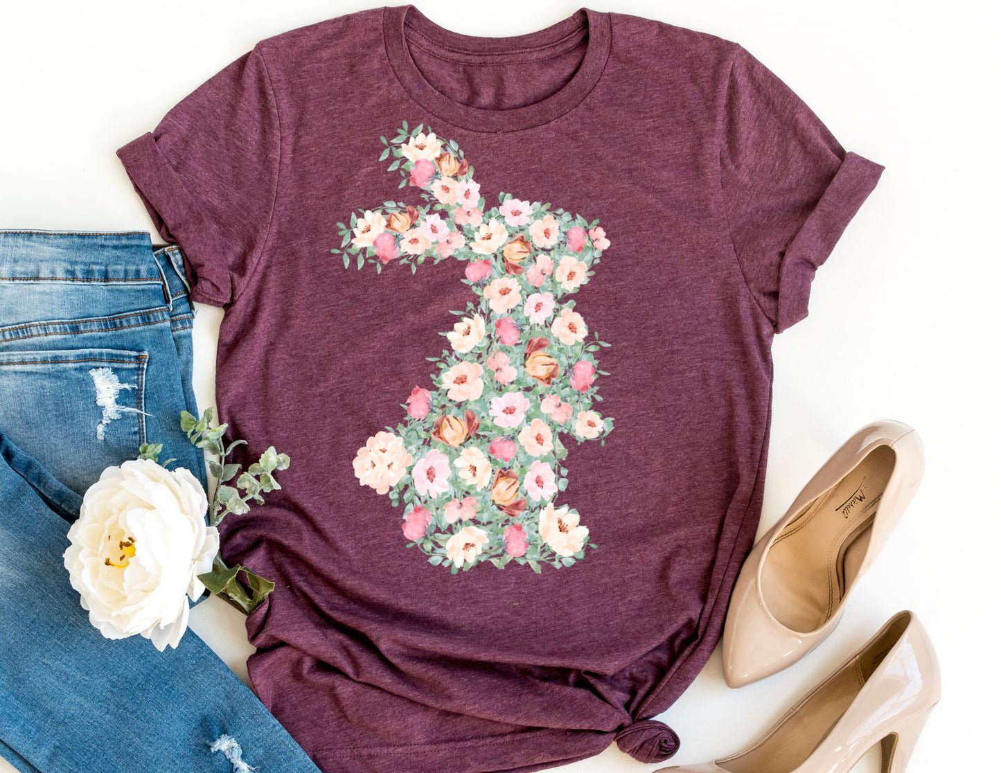 Floral Bunny Shirt - Bunny Easter Shirt