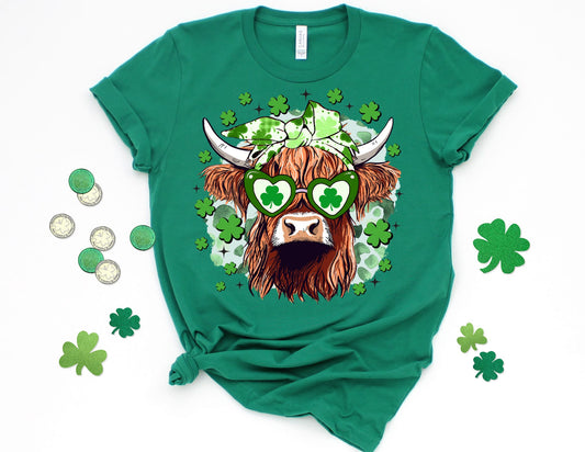 Cute Highland Cow St Patricks Shirt - St Patricks day Shirt