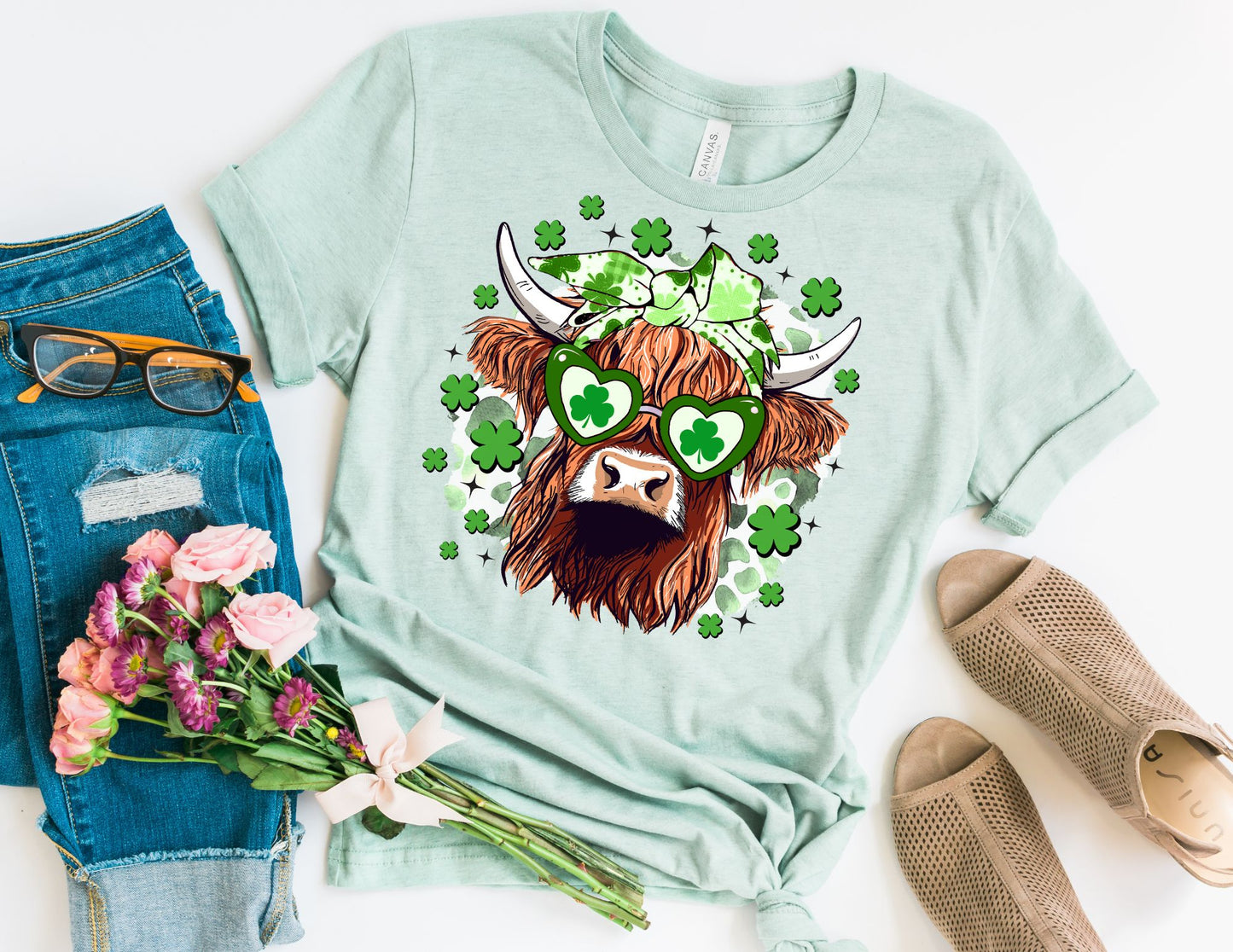 Cute Highland Cow St Patricks Shirt - St Patricks day Shirt