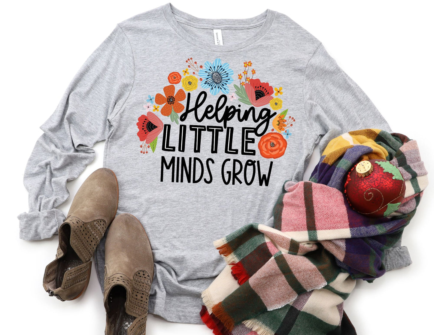 Helping Little Minds Grow Long Sleeve Shirt - Long Sleeve Teacher Shirt