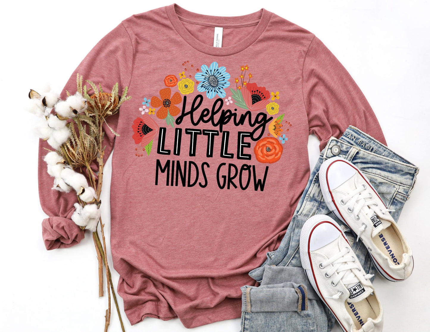 Helping Little Minds Grow Long Sleeve Shirt - Long Sleeve Teacher Shirt