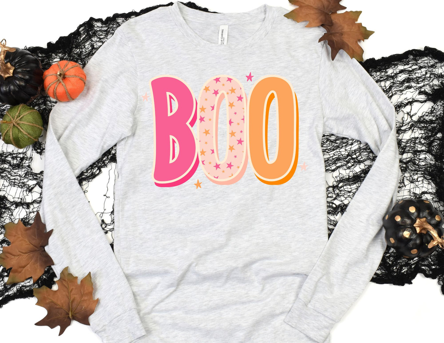 Colorful Boo Long Sleeve Shirt - Long Sleeve Halloween Shirt