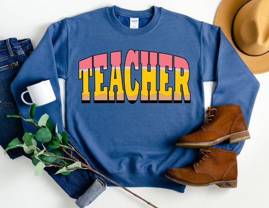 Teacher Pencil Letters Sweatshirt - Teacher Sweatshirt