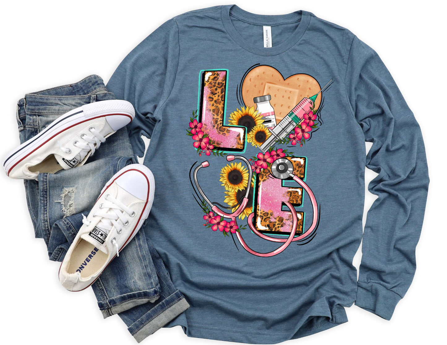 Love Nursing Long Sleeve Shirt - Long Sleeve Nurse Shirt