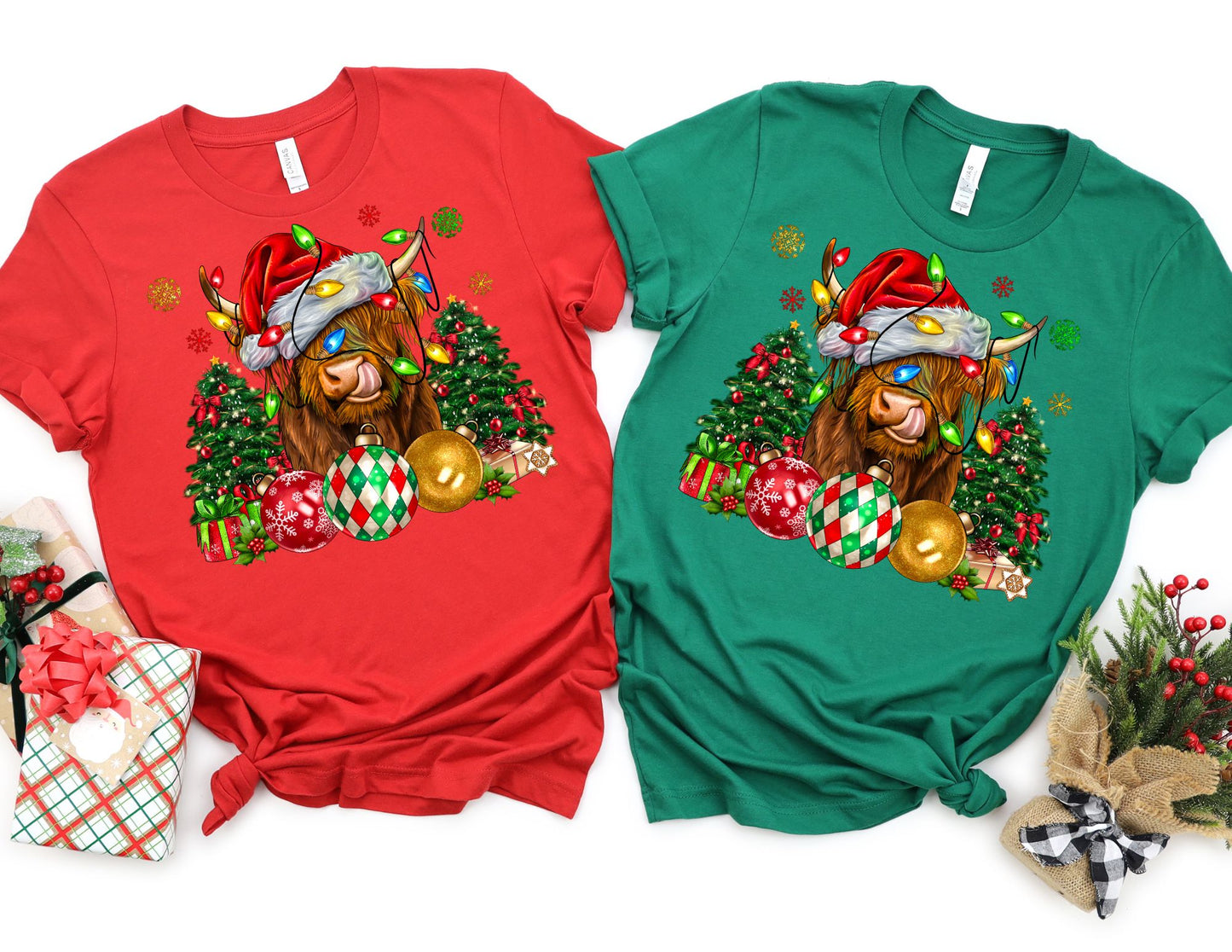 Christmas Ornament Highland Cow Shirt - Cow Christmas Shirt