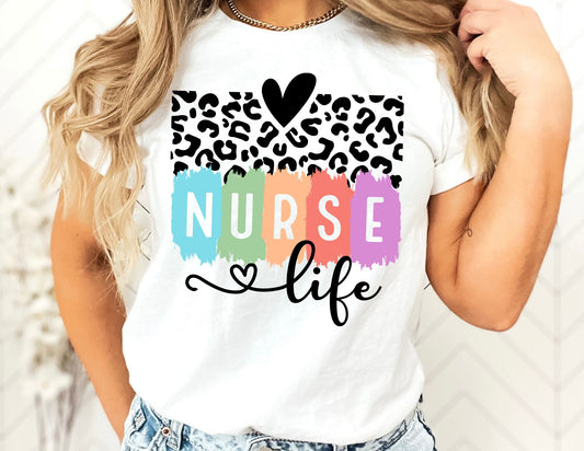 Colorful Nurse Life Leopard Shirt - Nurse Shirt