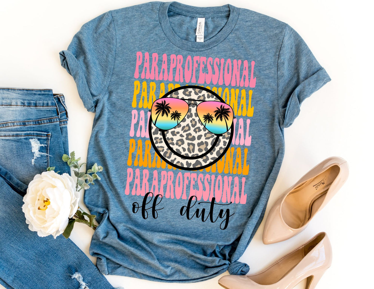 Paraprofessional Off Duty Leopard Smiley Shirt - Para Shirt