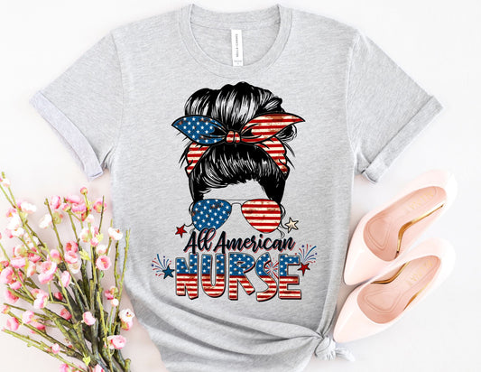 All American Nurse Lady Shirt - 4th of July Nurse Shirt