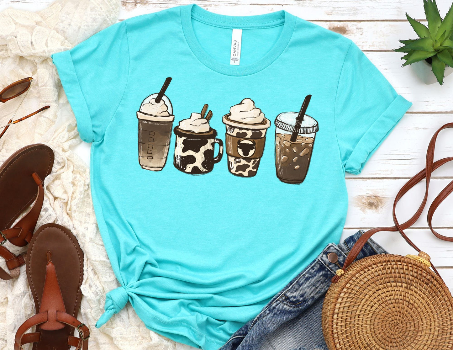 Cow Print Coffee Shirt - Coffee Cow Shirt