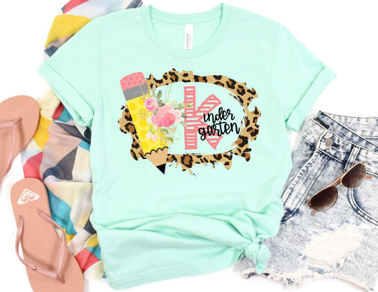 Kindergarten Leopard Pencil Shirt - Kindergarten Teacher Shirt