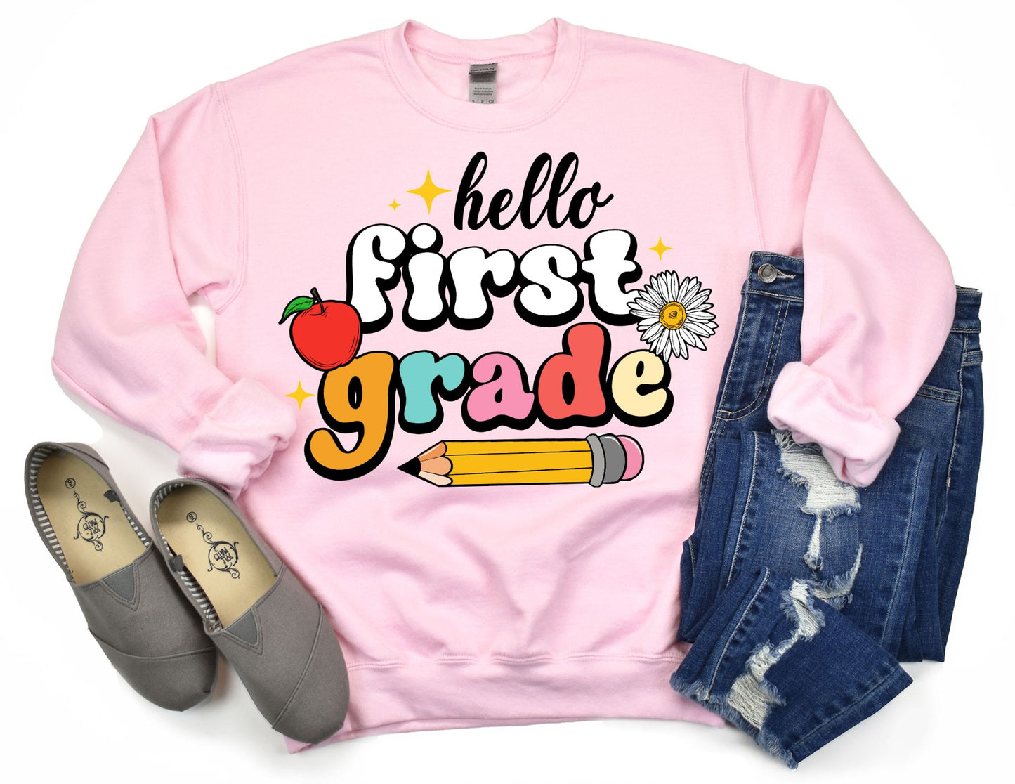 Hello 1st Grade Sweatshirt - First Grade Teacher Sweatshirt