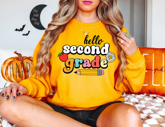 Hello 2nd Grade Sweatshirt - Second Grade Teacher Sweatshirt