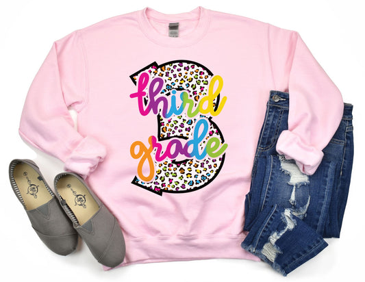 Leopard 3rd Grade Sweatshirt - Third Grade Teacher Sweatshirt