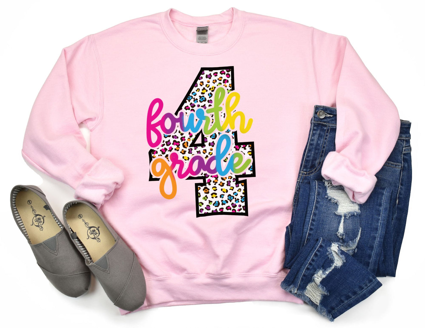 Leopard 4th Grade Sweatshirt - Fourth Grade Teacher Sweatshirt